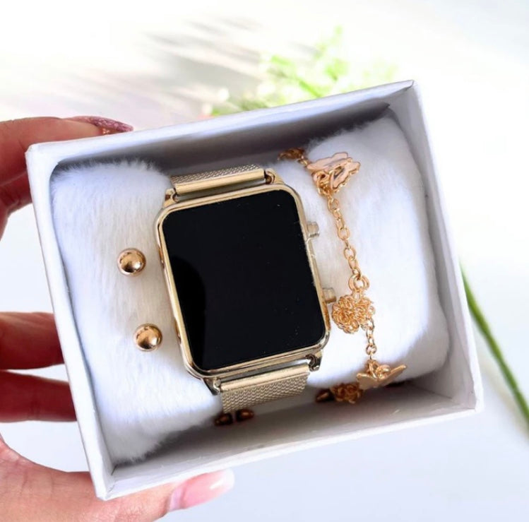 Relógio digital LED smartwatch feminino + Brinde