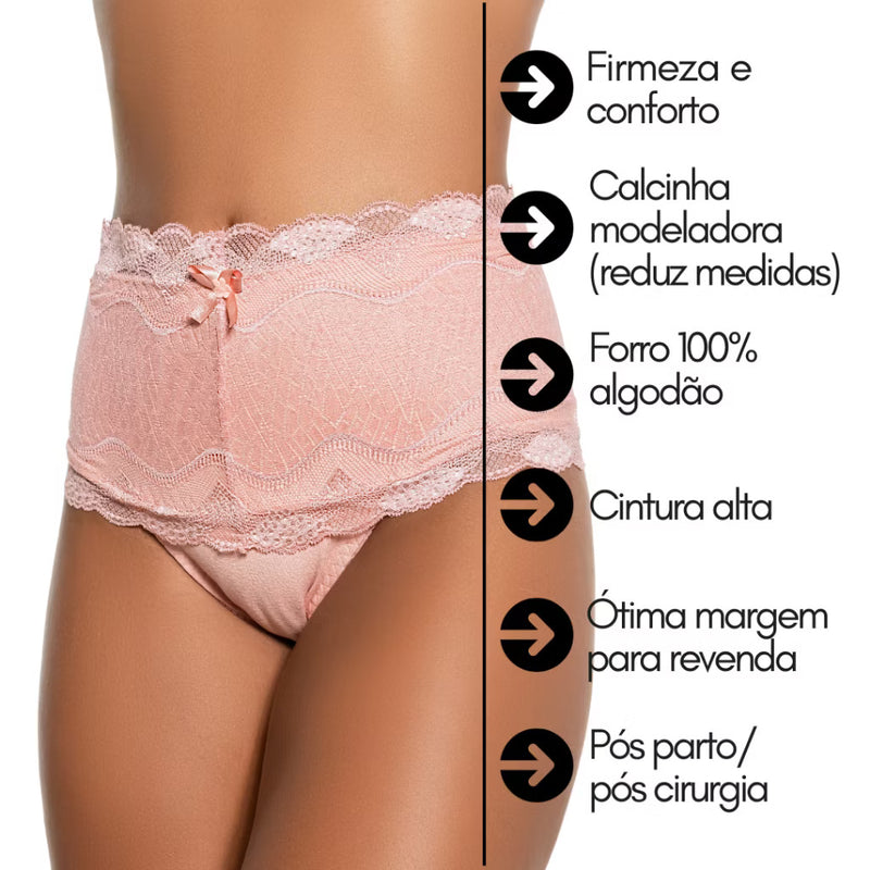 Kit 5 Calcinhas poliamida em renda